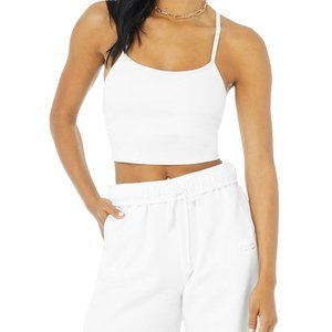 Alo Yoga white ribbed crop calm tank